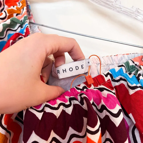 Rhode Colorful Striped One Shoulder Braided Belt Designer Mini Dress M NWOT - Picture 4 of 7